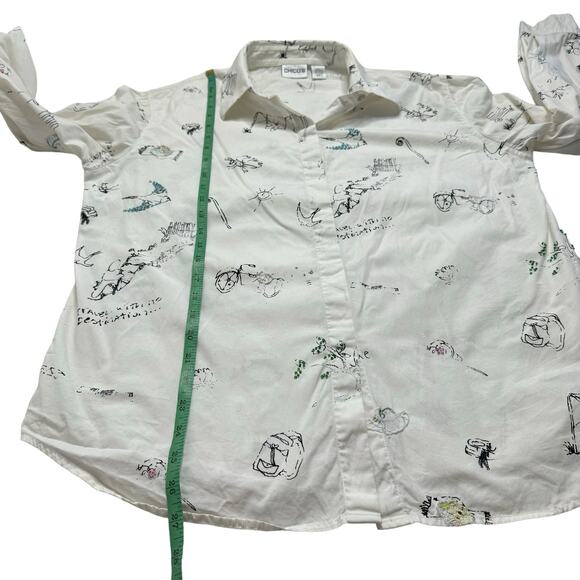 CHICOS Paint Yourself An Adventure Art To Wear Button Up Shirt Size Large (2) - Picture 8 of 9